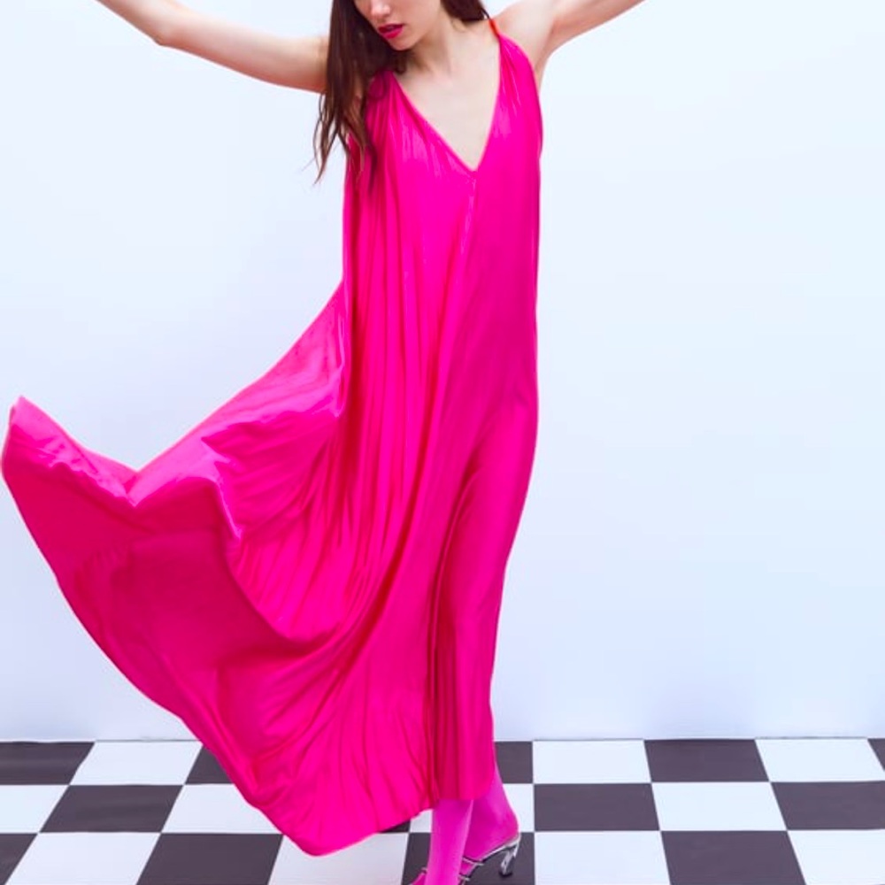 Zara pleated maxi dress 4886/007/941